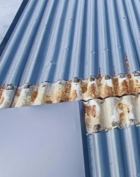 Flashing sealing and repair completed — before