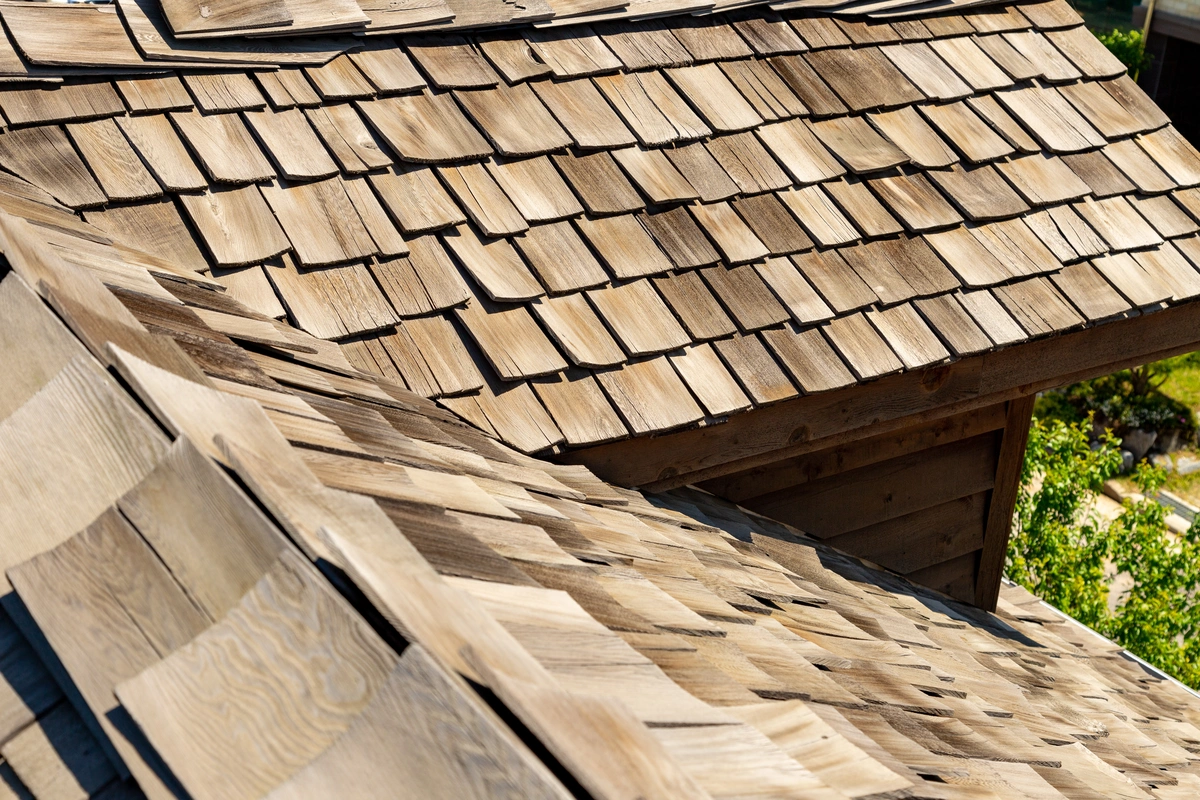 Close up of cedar shingle texture