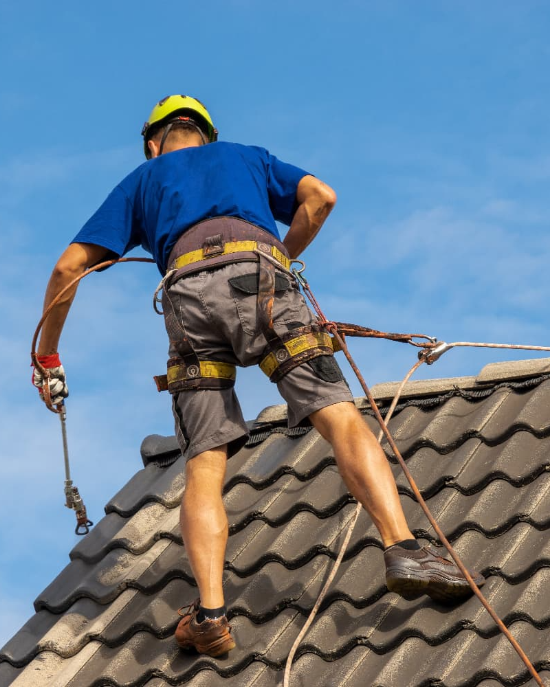 roof expert cleaning gutter