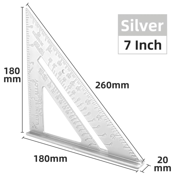 Triangle Ruler 7Inch Measurement Tool Aluminium Alloy Carpenter Set Square Angle - Image 8
