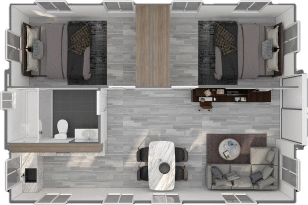 Modern 2 Bedroom Layout with 55sqm Living Space - Image 5