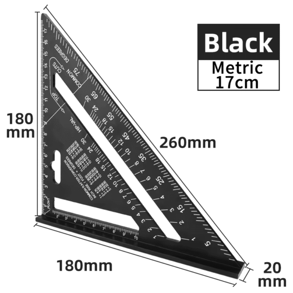 Triangle Ruler 7Inch Measurement Tool Aluminium Alloy Carpenter Set Square Angle - Image 11