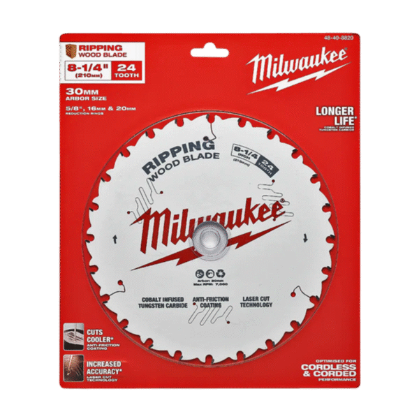 Milwaukee® 210mm (8 1/4") 24T Wood Circular Saw Blade – Ripping