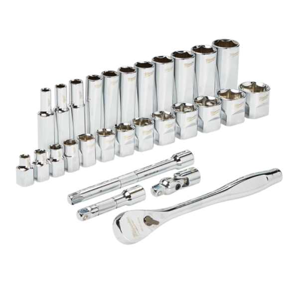 Milwaukee 3/8" Drive Socket Set, 28pc SAE
