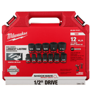 1/2" Dr Impact Socket Set 12pc SAE (6p) Case