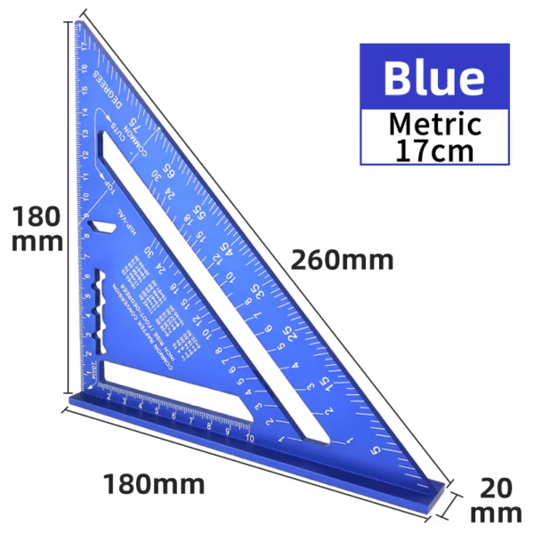 Triangle Ruler 7Inch Measurement Tool Aluminium Alloy Carpenter Set Square Angle - Image 12