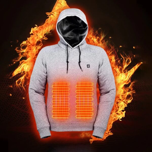 Men USB Heating Hoodie- Grey - Image 5