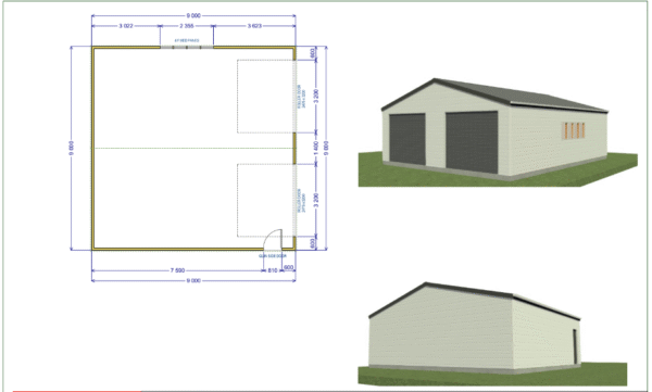 Large Double Garage with 2.7m Height