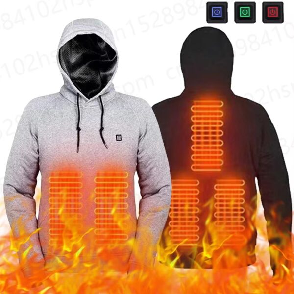 Men USB Heating Hoodie- Black - Image 2