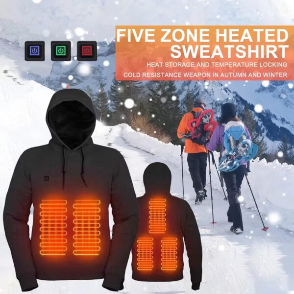 Men USB Heating Hoodie- Black - Image 3