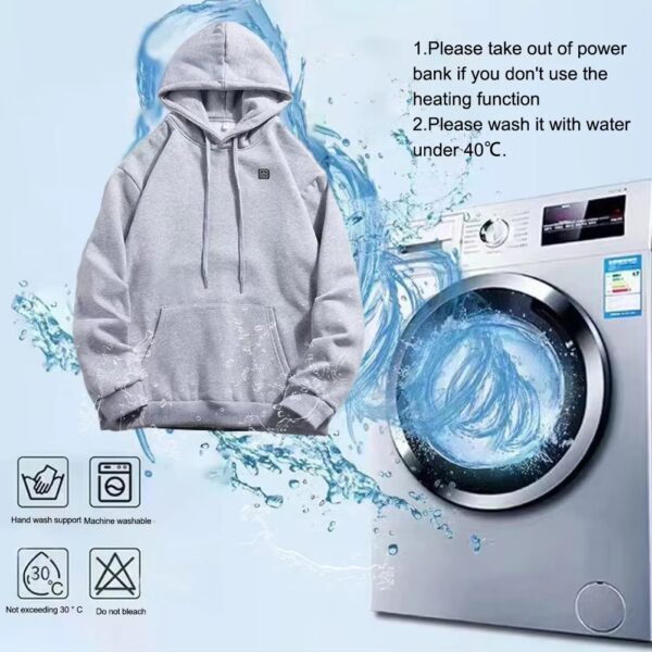 Men USB Heating Hoodie- Black - Image 5