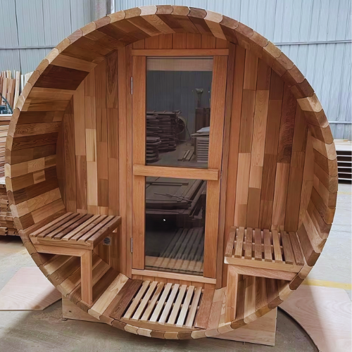 Premium Solid Cedar Barrel Sauna – Traditional Outdoor Steam Sauna Made from Natural Wood - Image 3