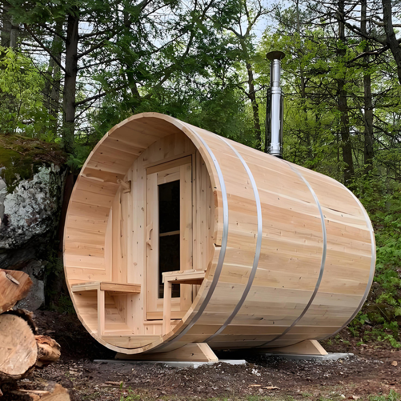 Premium Solid Cedar Barrel Sauna – Traditional Outdoor Steam Sauna Made from Natural Wood - Image 2